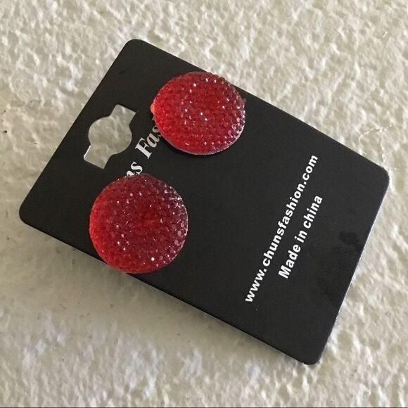 Textured Gem Cluster Stud Earrings (H15) - Picture 2 of 4